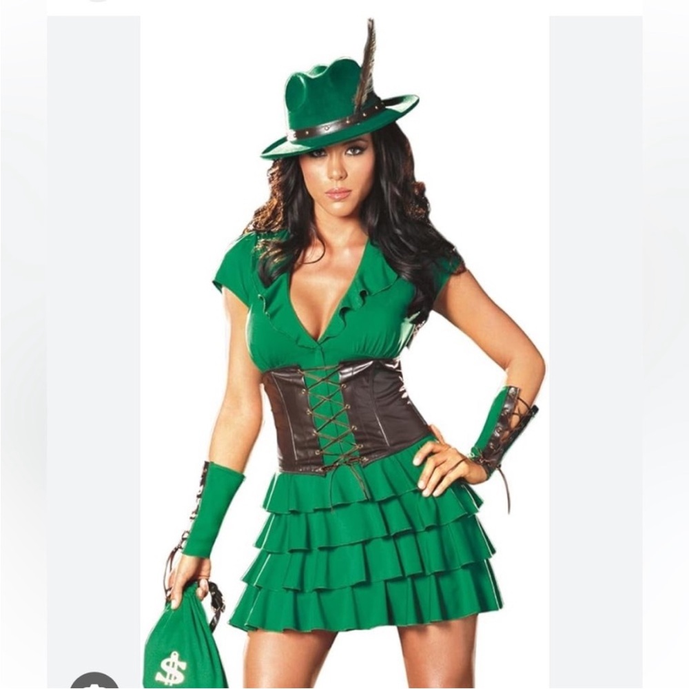 Dreamgirl Green and Brown Costume Robin Hood Set